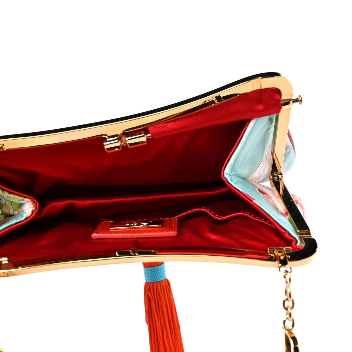 Satin Blossom Printed Tassel Mini Frame Saddle Blossom