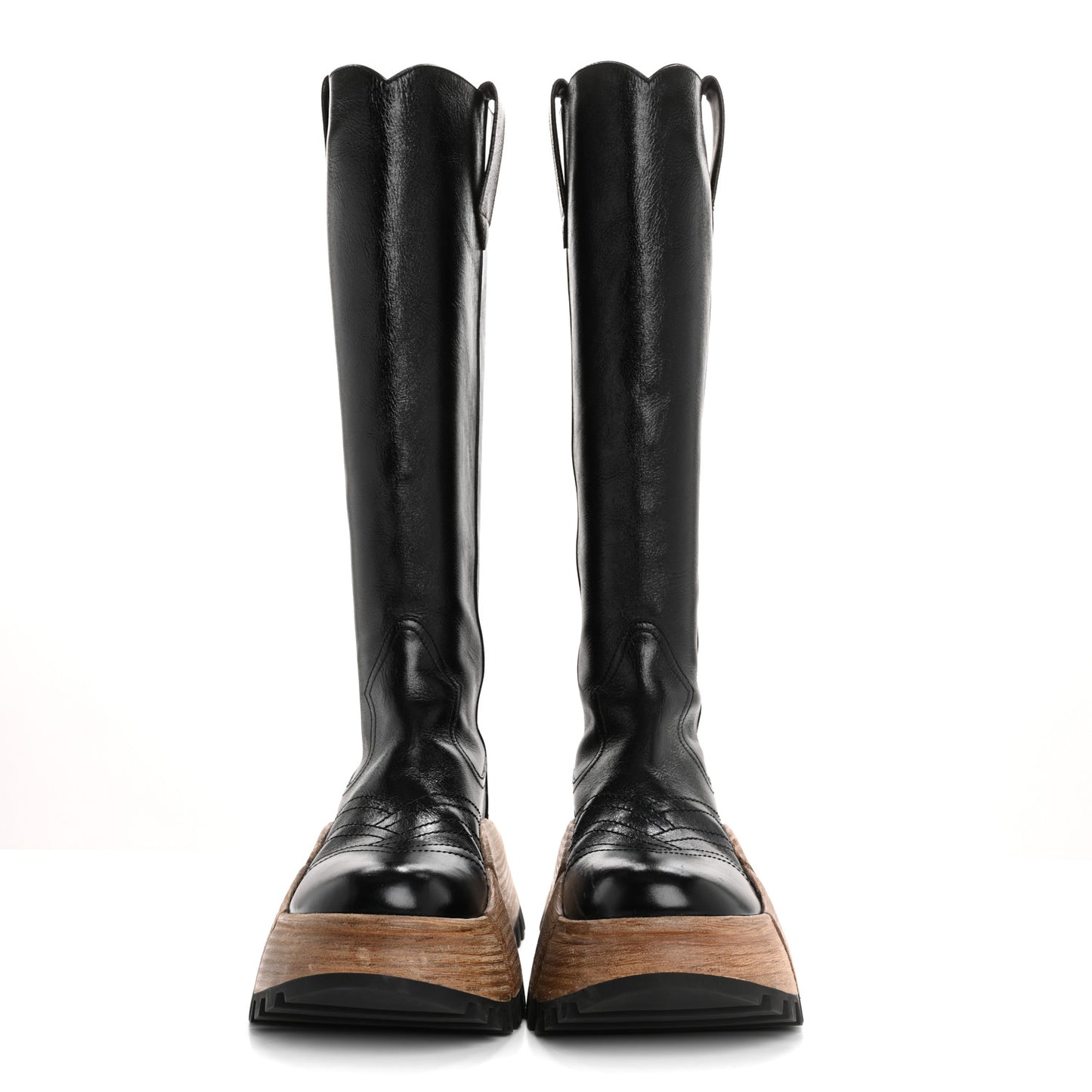 Patent Calfskin LV Zoom Platform High Boots 37 Black
