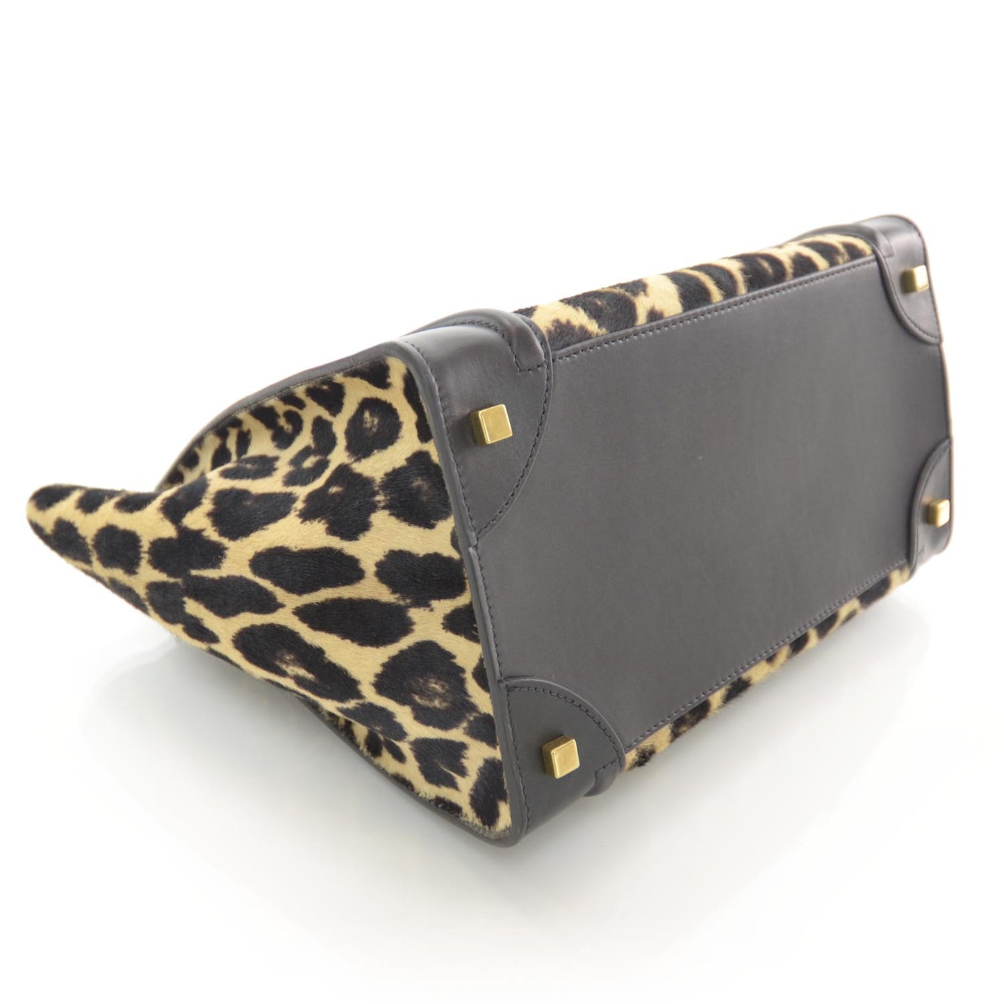 Leopard Pony Hair Mini Luggage Black
