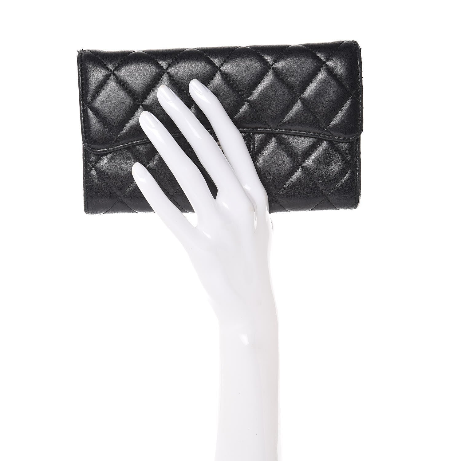 Chanel Lambskin Quilted Large Flap Wallet Black 2 of 15