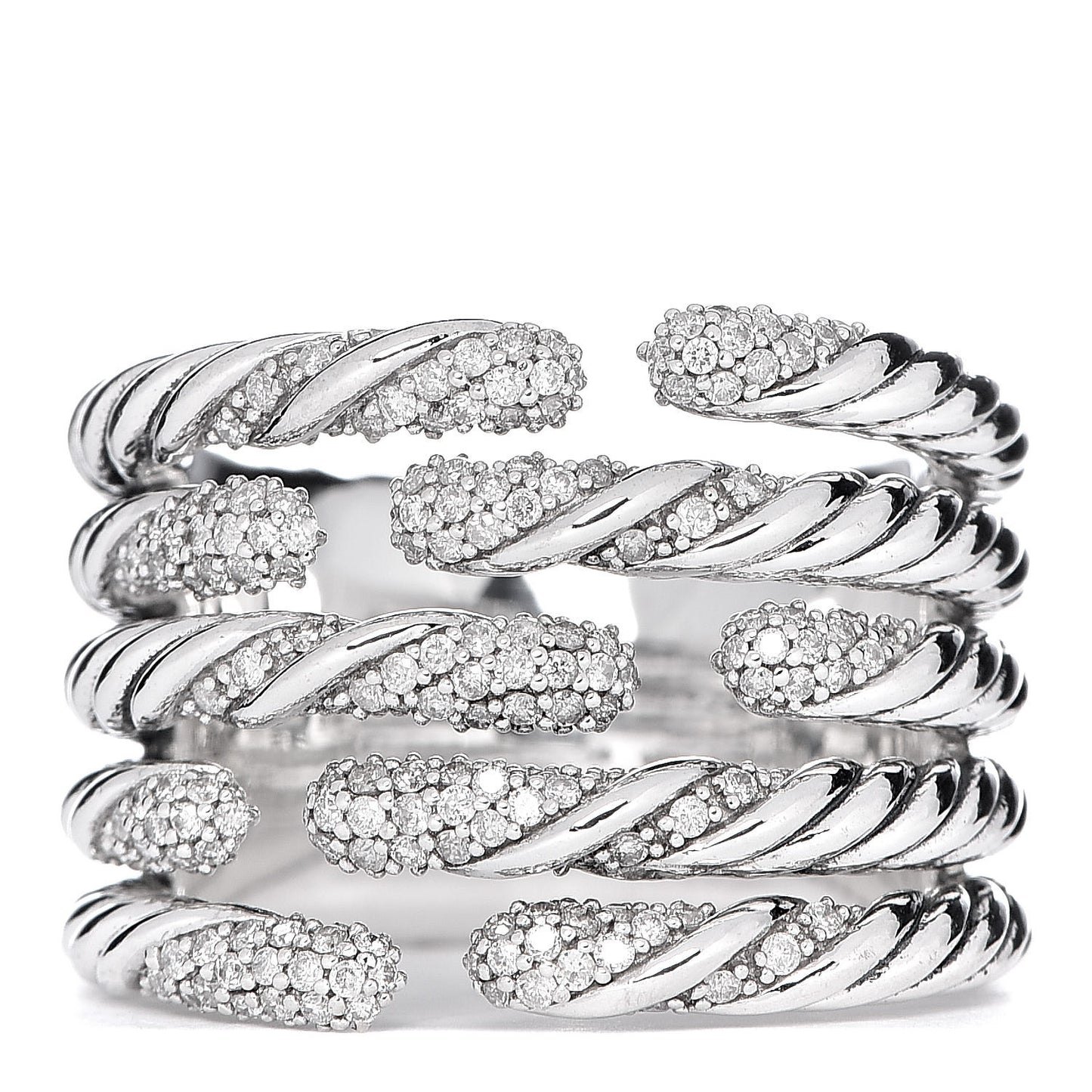 Sterling Silver Diamond Willow Five Row Ring 53 6.5
