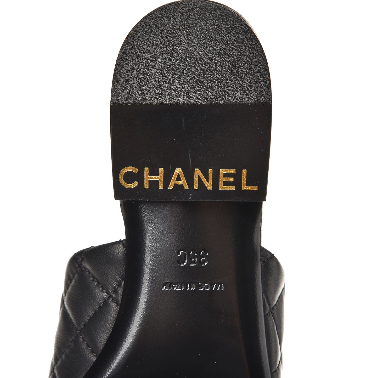 Lambskin Quilted Chain Mules 35 Black