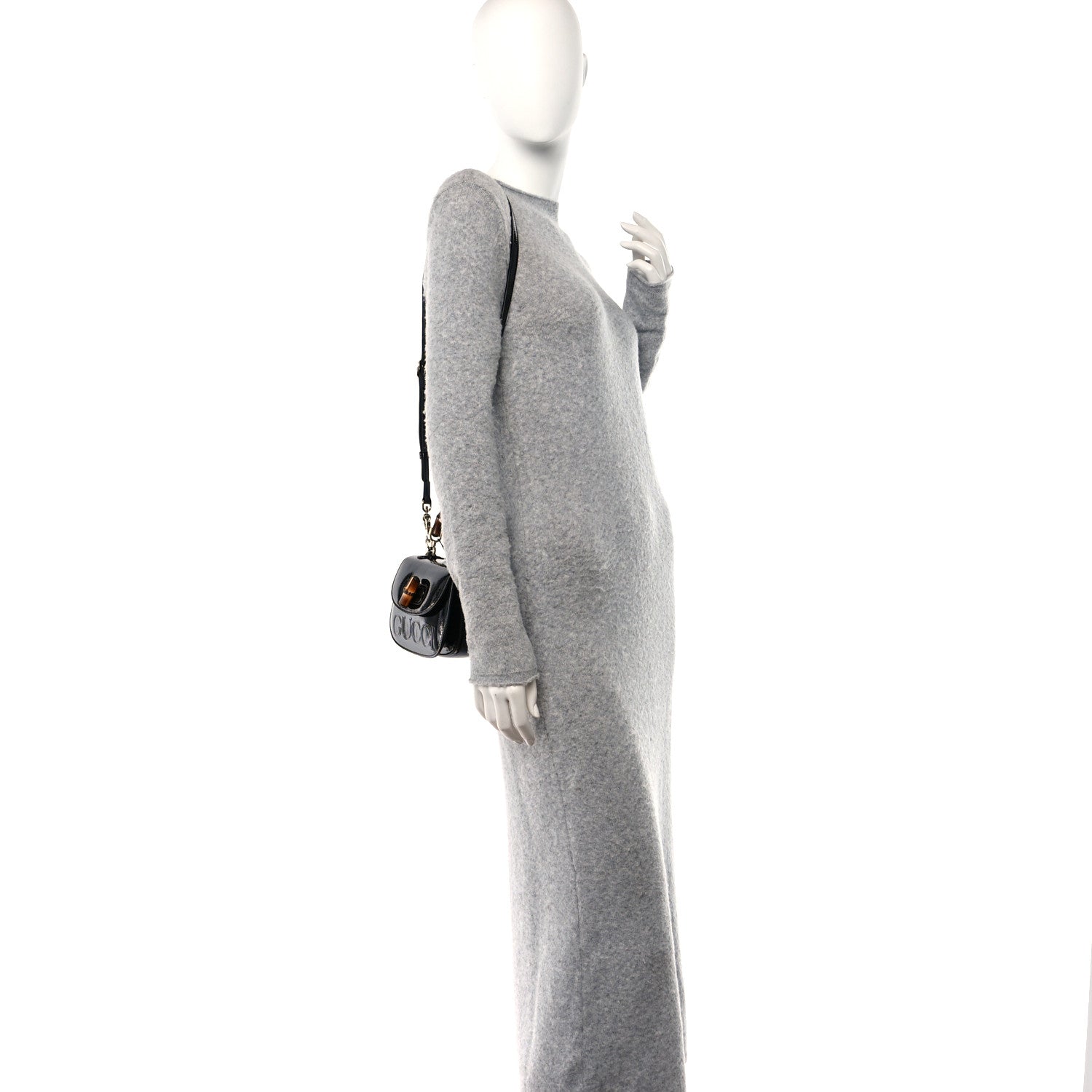 Gucci Patent Web MIni Bamboo 1947 Top Handle Bag Black 2 of 11