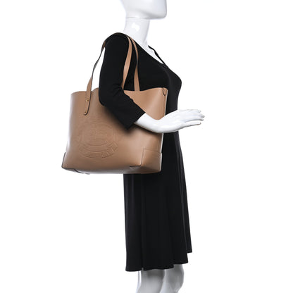 Burberry Calfskin Crest Embossed Small Tote Light Camel 2 of 11