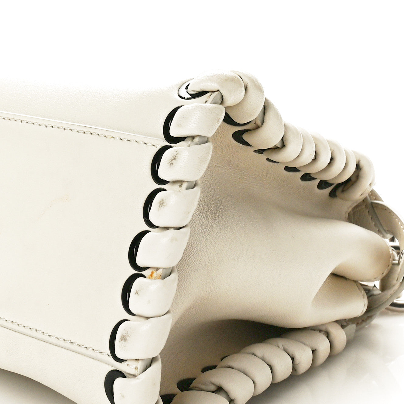 Nappa Lace Up Mini Peekaboo Iconic Satchel Bianco Carta