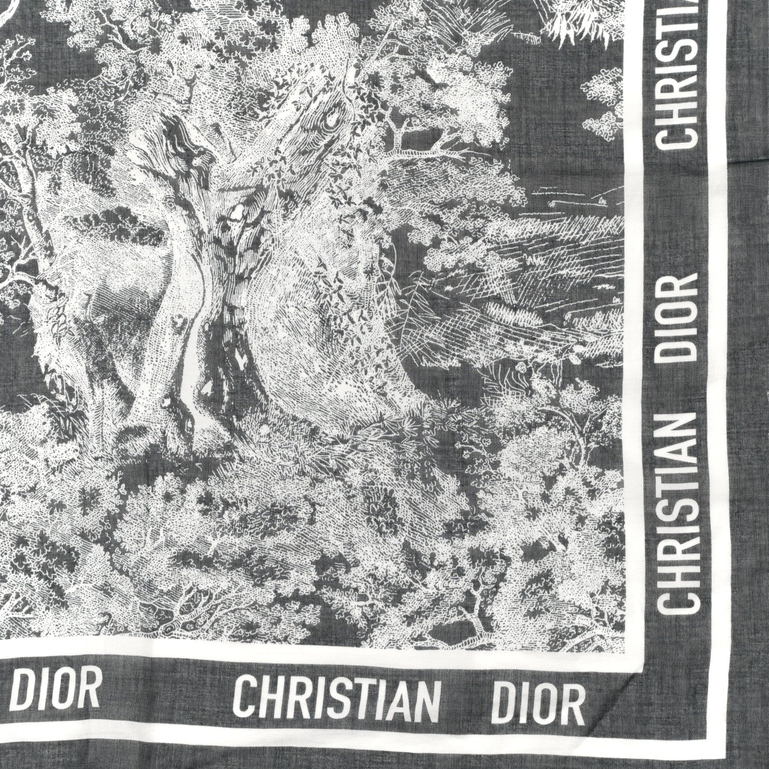 Christian Dior Cotton Fringe Dioriviera Toile De Jouy Sarong Navy Blue 2 of 5