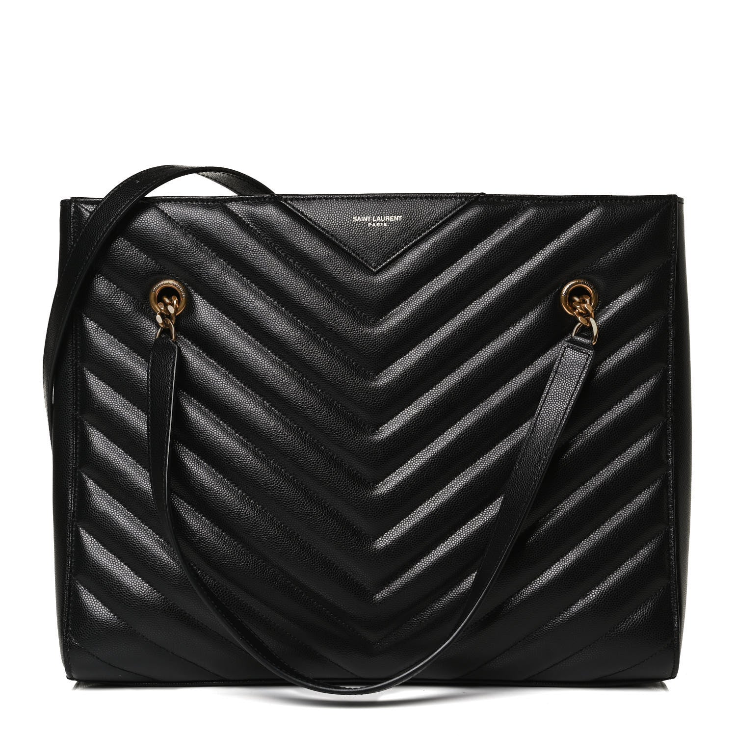 Saint Laurent Grain De Poudre Matelasse Chevron Medium Tribeca Shopping Bag Black 1 of 11