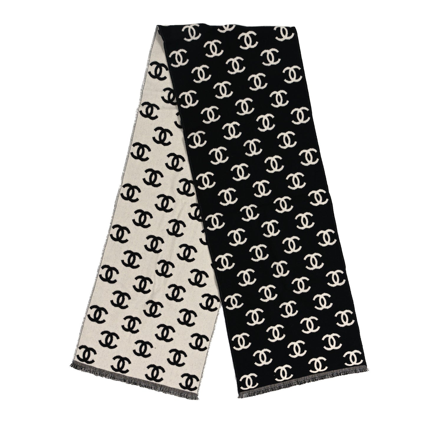 Wool Cashmere CC Scarf Black White