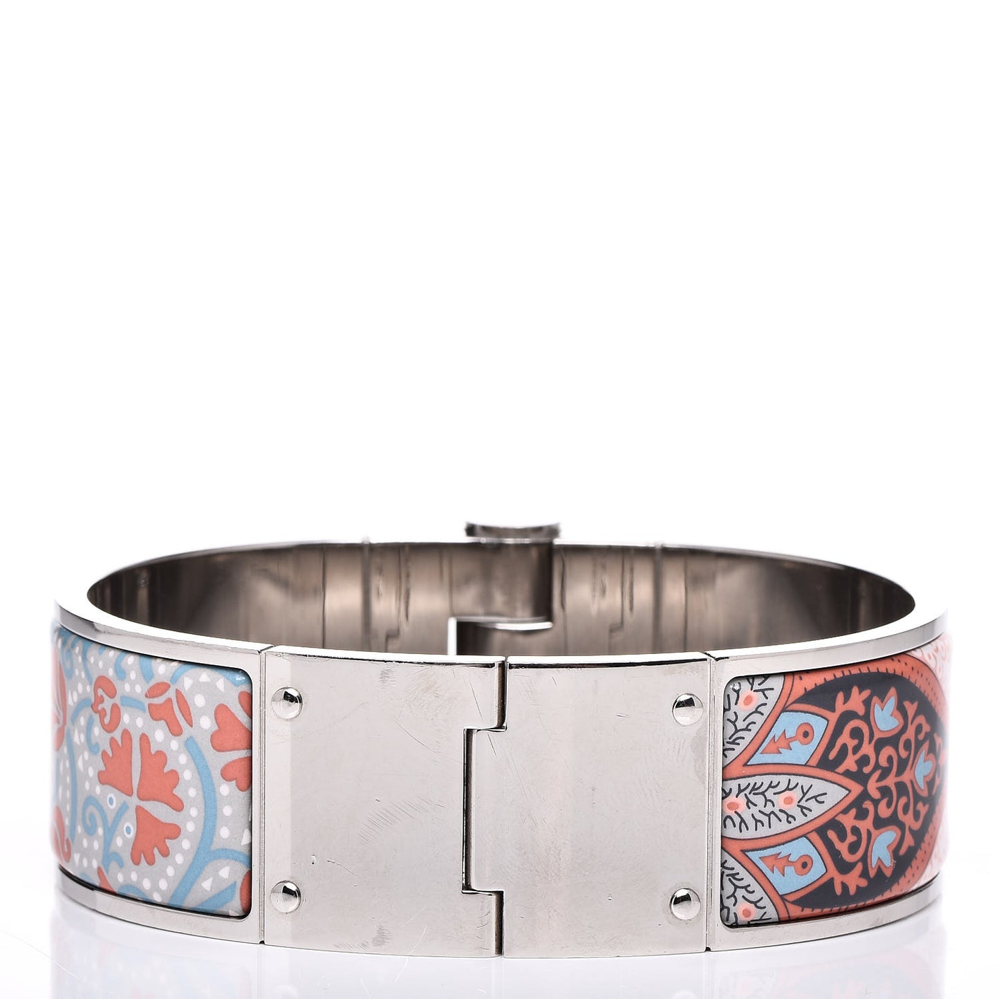 Enamel Printed Wide Cachemire Fleuri Hinged Bracelet M