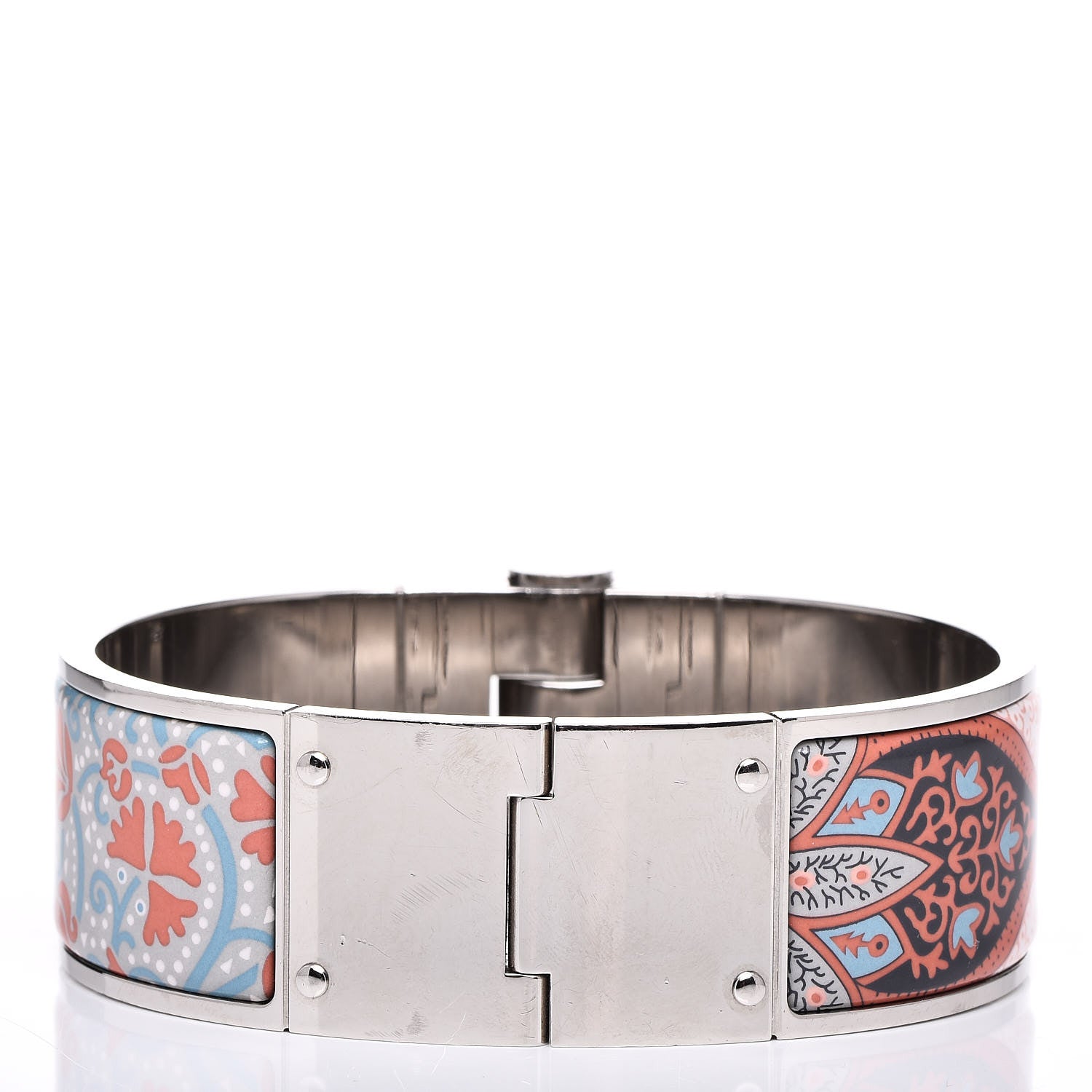 Hermes Enamel Printed Wide Cachemire Fleuri Hinged Bracelet M 3 of 5