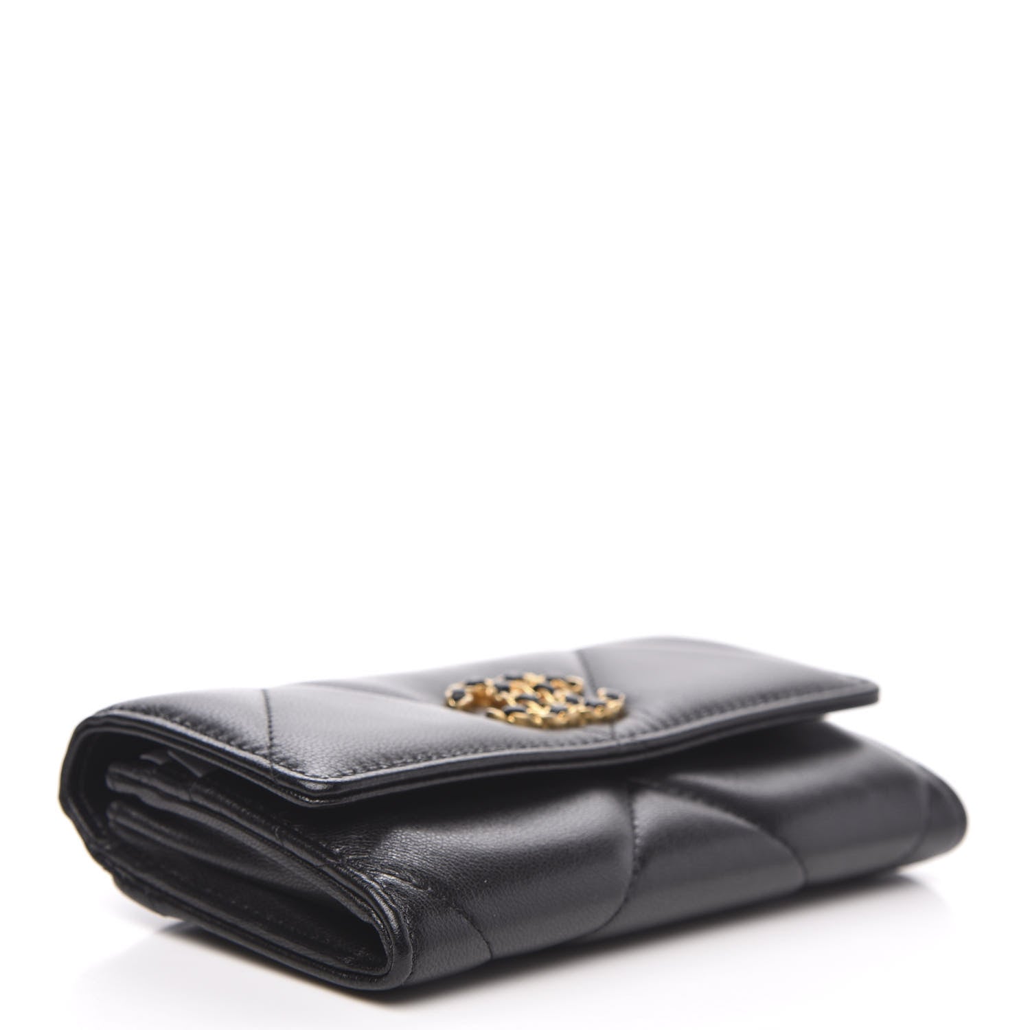 Chanel Goatskin Quilted 19 Flap Wallet Black 4 of 9
