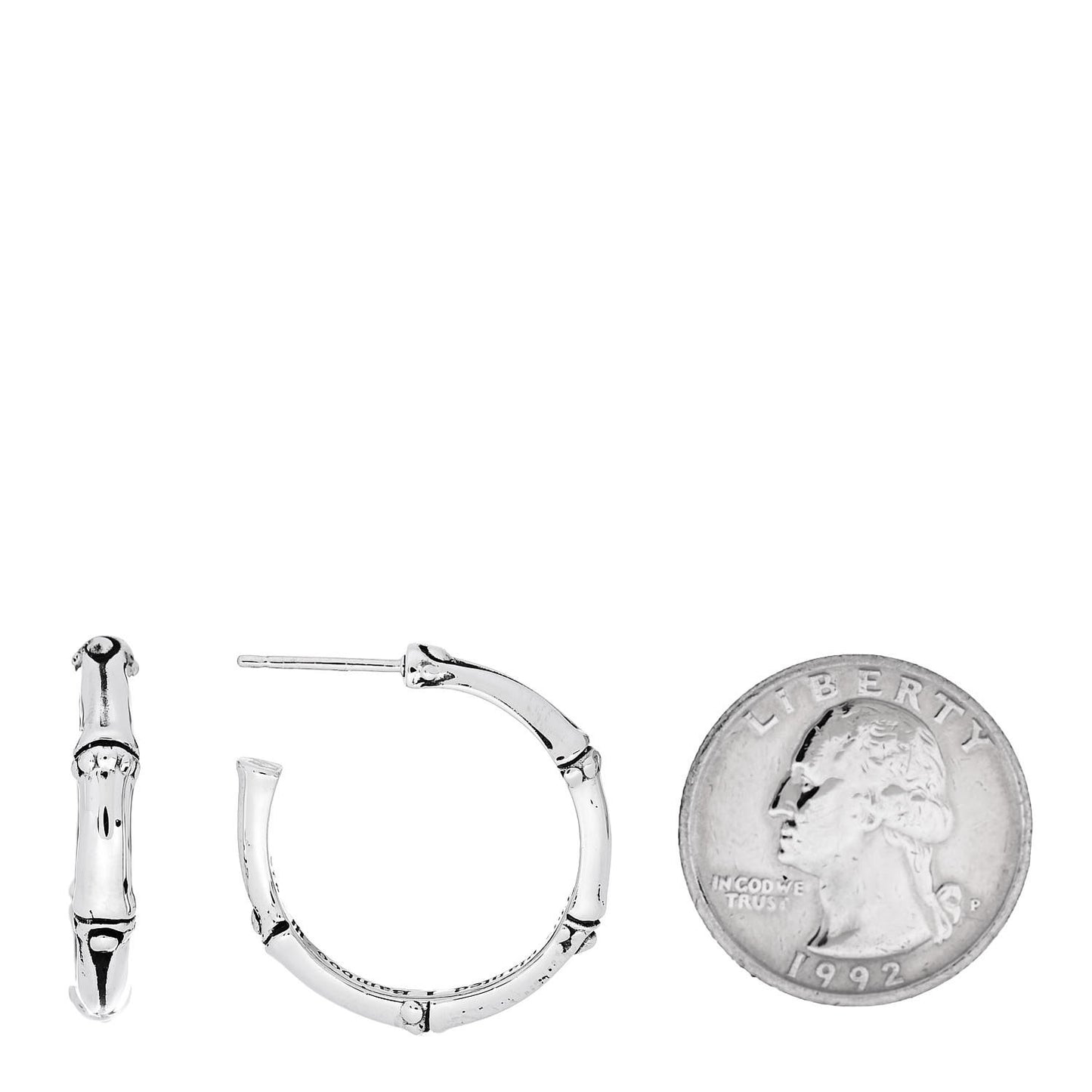 Sterling Silver Small Bamboo Hoop Earrings