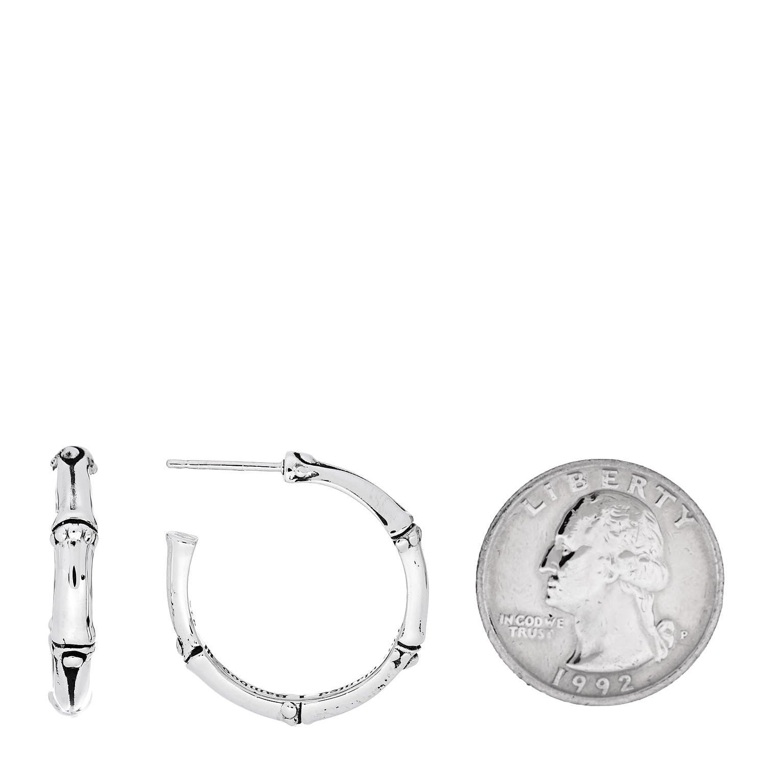John Hardy Sterling Silver Small Bamboo Hoop Earrings 2 of 5