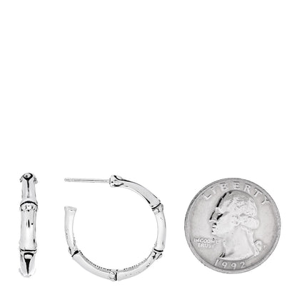 John Hardy Sterling Silver Small Bamboo Hoop Earrings 2 of 5