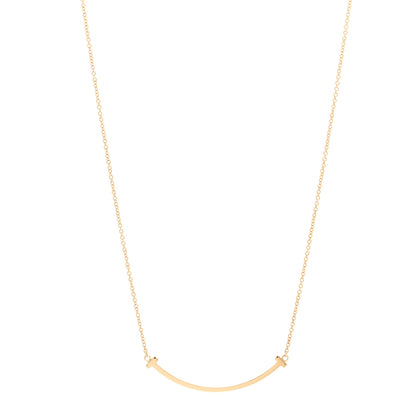 Tiffany 18K Yellow Gold Small T Smile Pendant Necklace 1 of 5