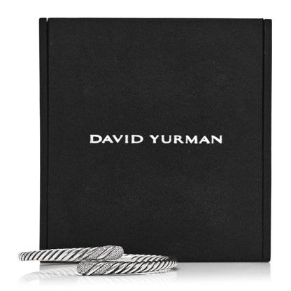 David Yurman Sterling Silver Diamond 12mm Willow Open Single Row Bracelet 5 of 5