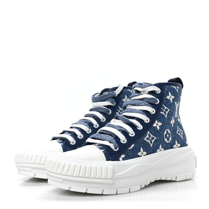 Louis Vuitton Denim Monogram Squad Sneaker Boots 36 Marine 3 of 7