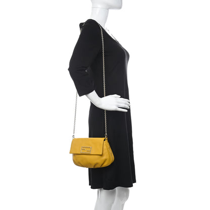 Fendi Vitello Flamingo Fendista Pouchette Crossbody Bag Yellow 2 of 10
