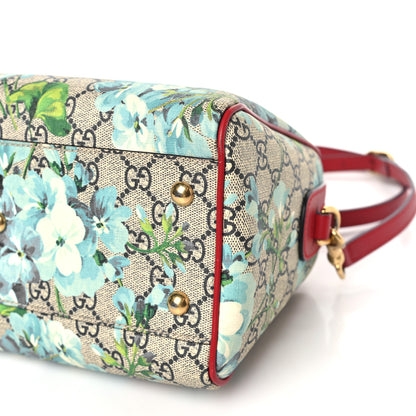 Gucci GG Supreme Monogram Blooms Small Boston Beige Blue Navy Hibiscus Red 9 of 11