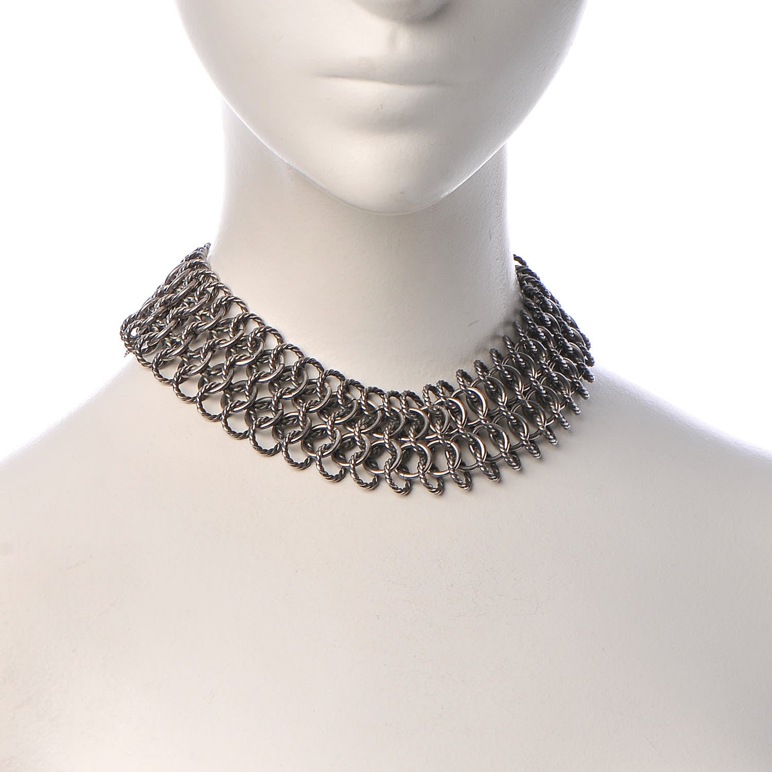 David Yurman Sterling Silver 18K Yellow Gold Chainmail Collar Necklace 2 of 5
