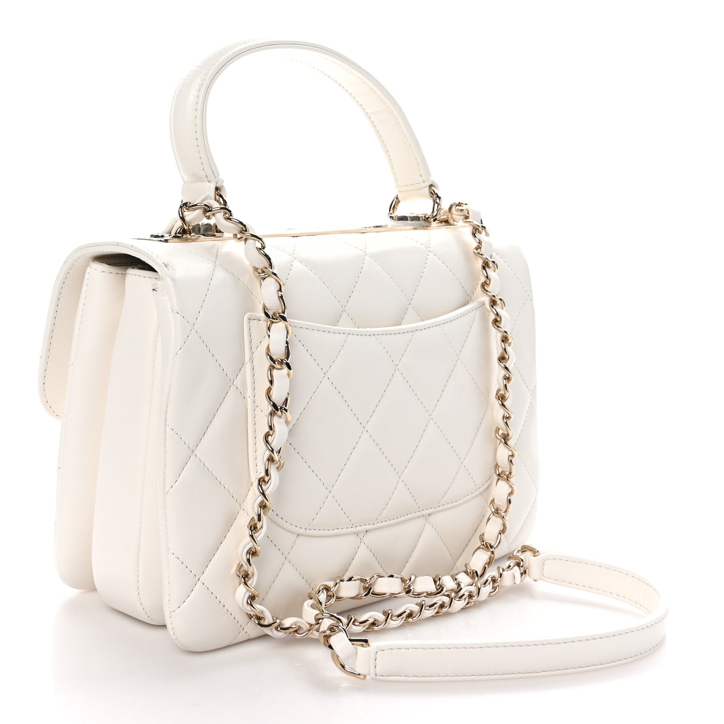 Lambskin Quilted Small Trendy CC Dual Handle Flap Bag White