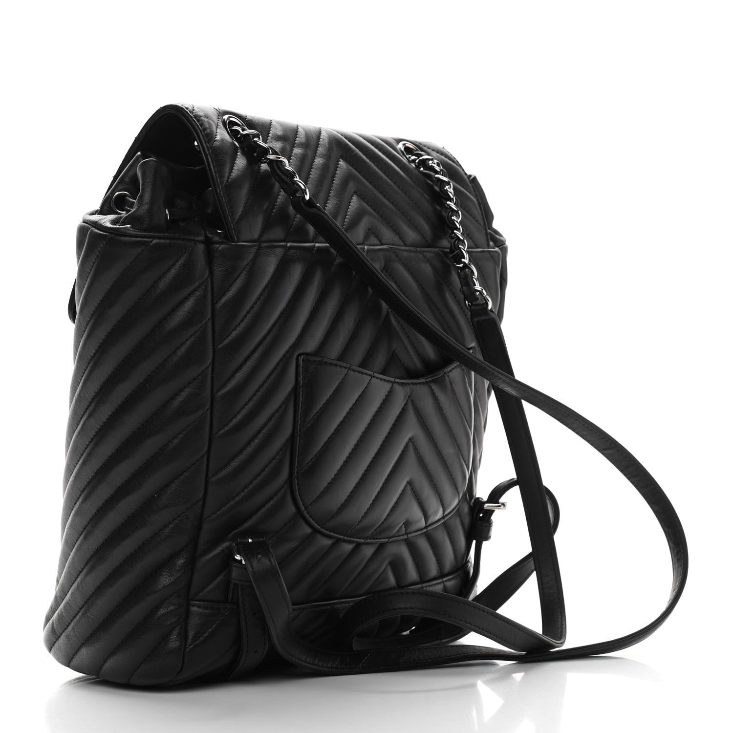 Chanel Calfskin Chevron Quilted Large Urban Spirit Backpack Black 3 of 10