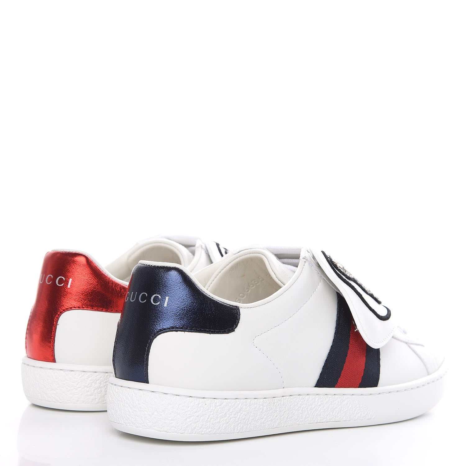Gucci Calfskin Sequins Web Cat Womens Ace Sneakers 36 White 4 of 11