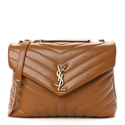 Saint Laurent Calfskin Y Quilted Monogram Medium Loulou Chain Satchel Dark Natural 1 of 12