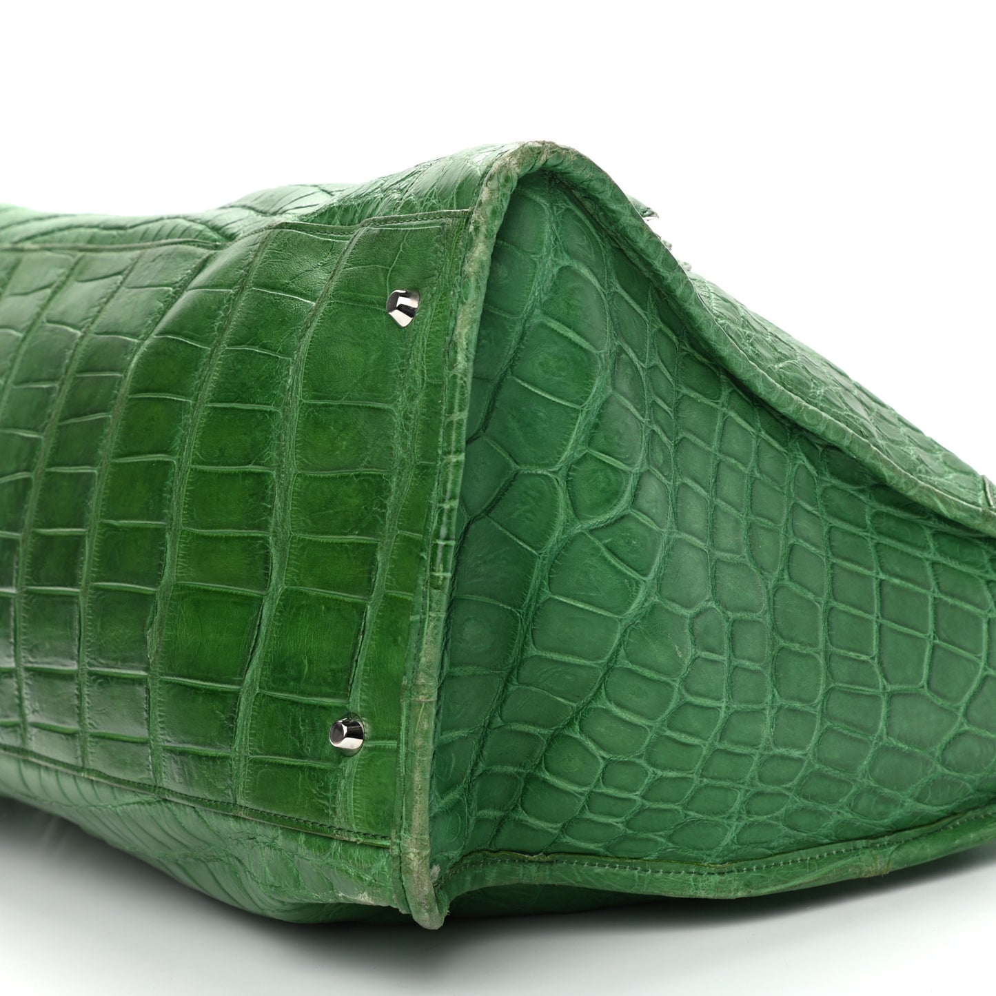 Crocodile Classic Silver Hardware Work Green