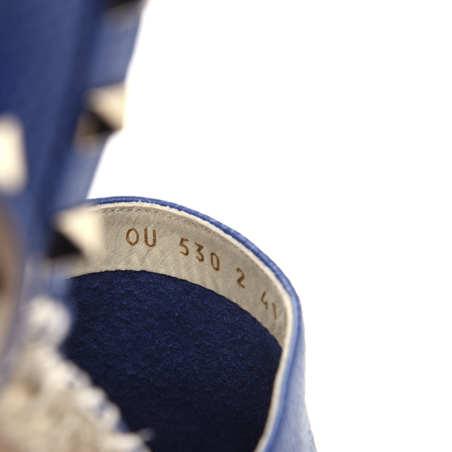 Grained Calfskin Rockstud Ankle Wrap Espadrille 20mm Flats 41 Blu Delft