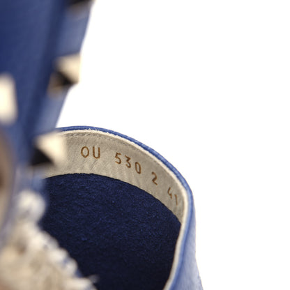 Valentino Garavani Grained Calfskin Rockstud Ankle Wrap Espadrille 20mm Flats 41 Blu Delft 9 of 10