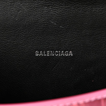 Balenciaga Metallic Shiny Calfskin Crocodile Embossed Hourglass Top Handle Bag XS Pink 6 of 16