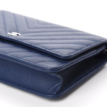 Chanel Caviar Chevron Wallet On Chain WOC Navy 7 of 12