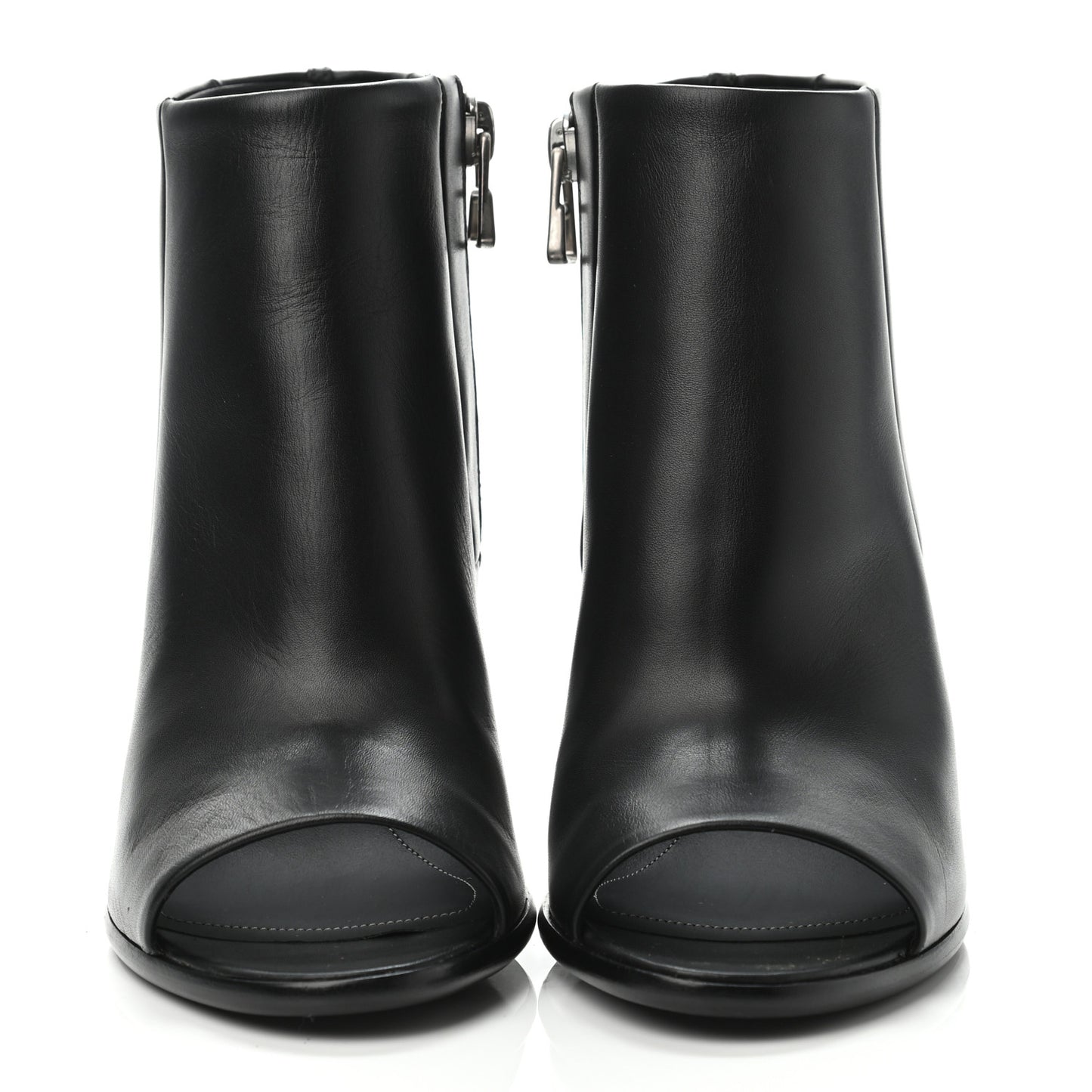 Calfskin Peep Toe Booties 37 Black