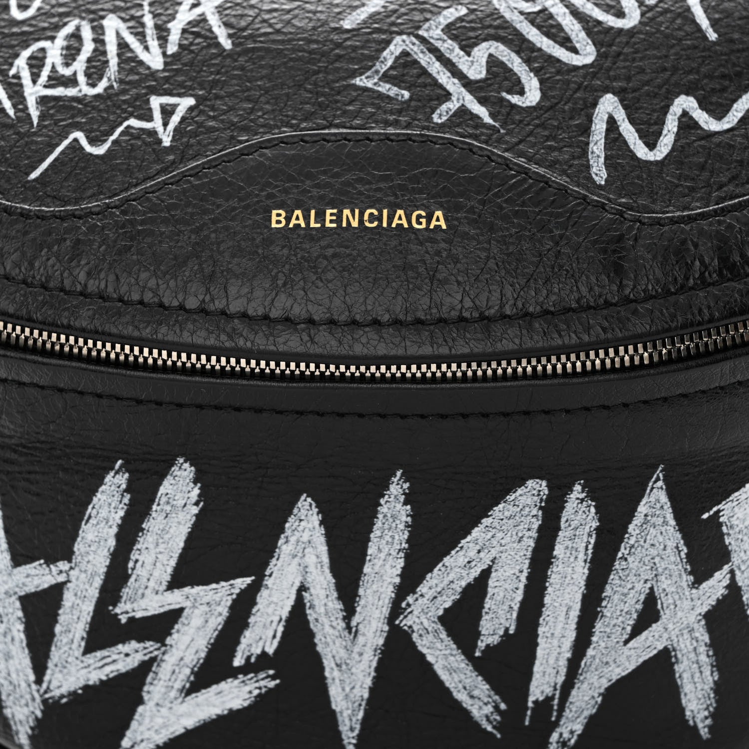 Balenciaga Agneau Arena Graffiti All Over XS Souvenir Belt Bag Black White 7 of 9