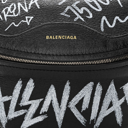 Balenciaga Agneau Arena Graffiti All Over XS Souvenir Belt Bag Black White 7 of 9