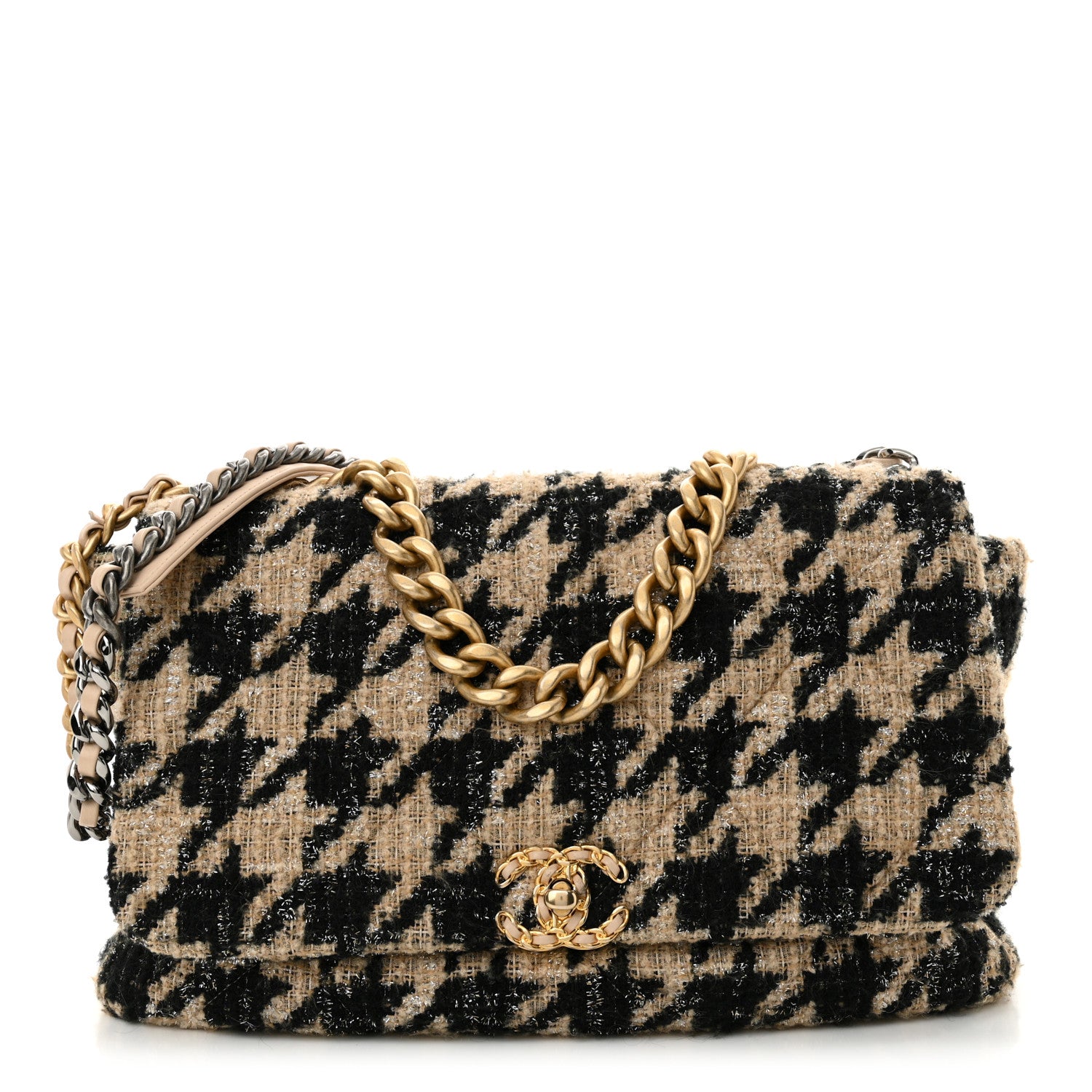 Chanel Tweed Maxi Chanel 19 Flap Beige Black 1 of 12
