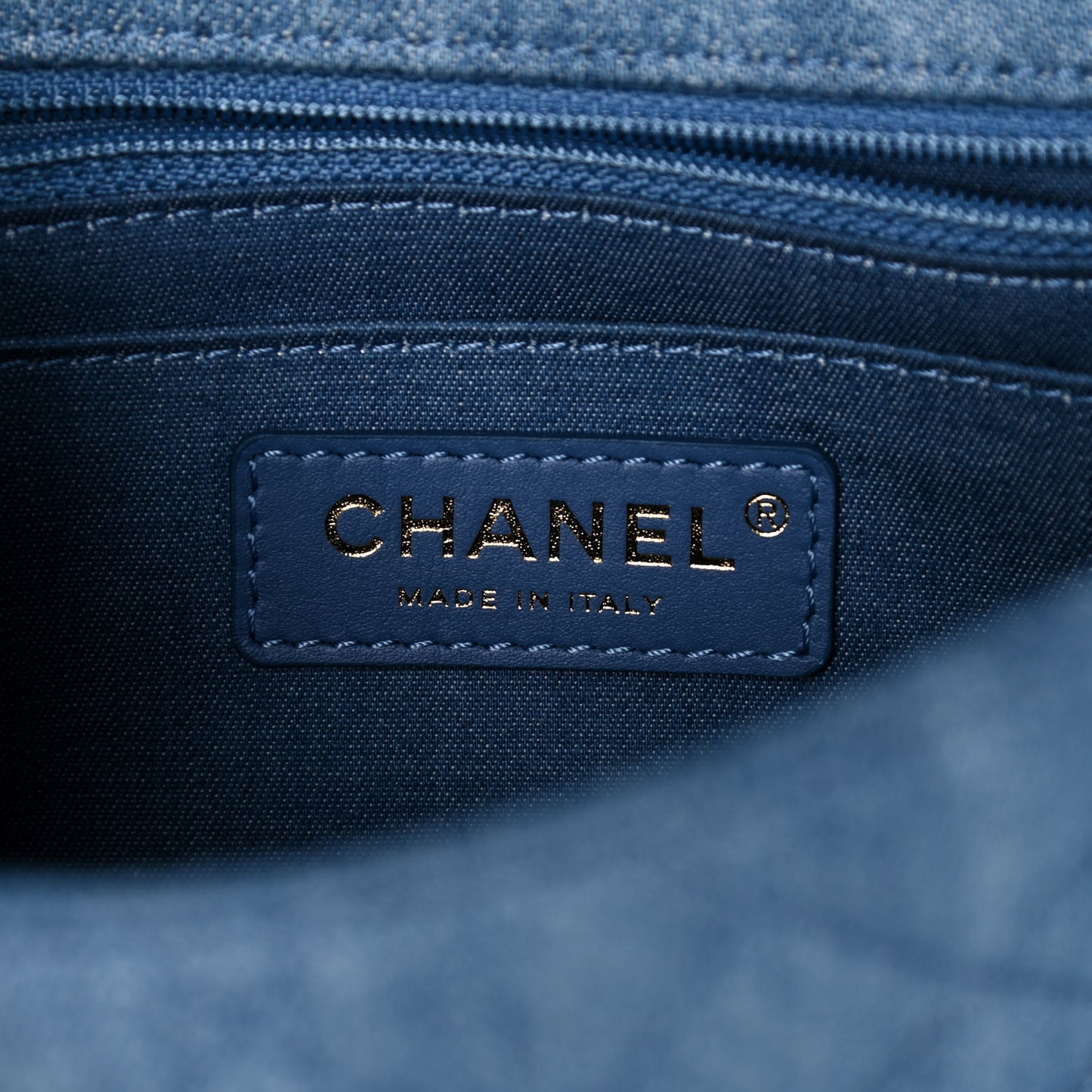 Denim Quilted Mini Pearl Crush Flap Blue