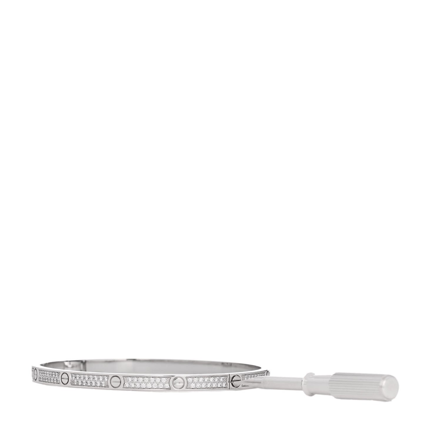 18K White Gold Diamond Small LOVE Paved Bracelet 17