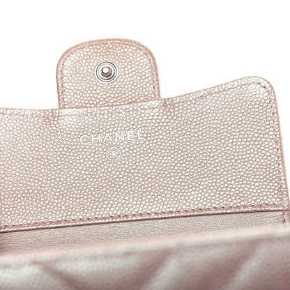 Chanel Metallic Caviar Chevron Quilted Compact Flap Wallet Light Gold 6 of 9