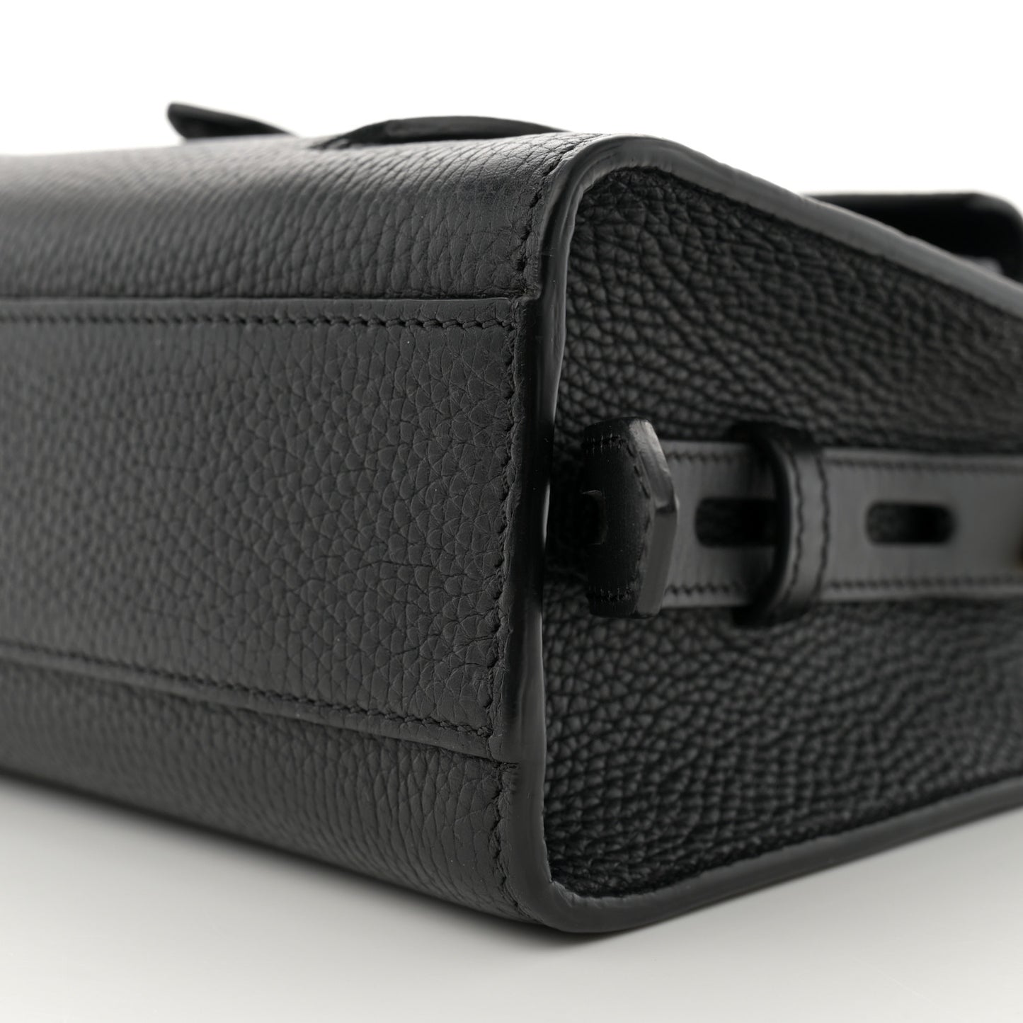 Calfskin Mini T Twist Top Handle Bag Black