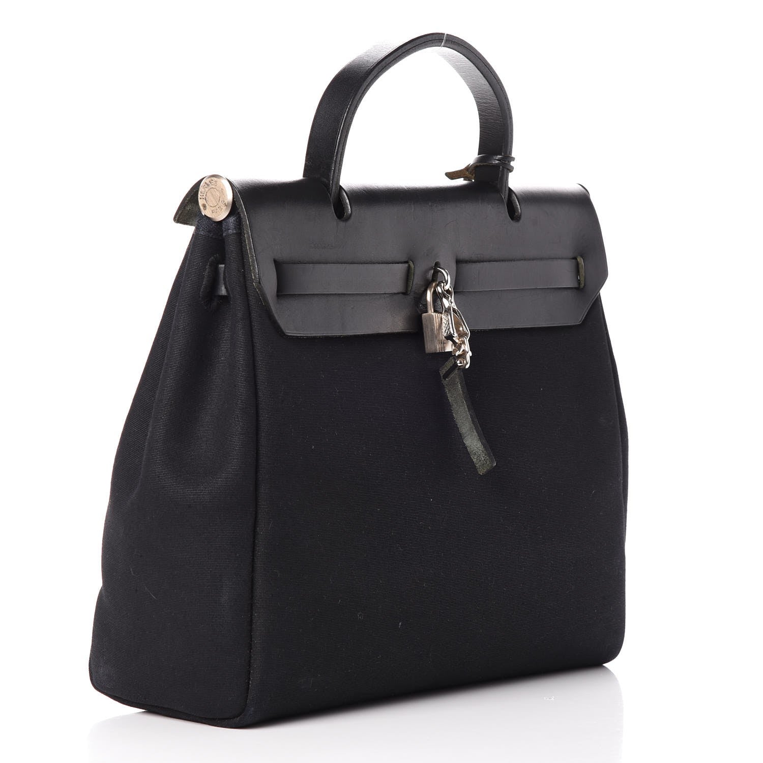 Hermes Toile Vache Calfskin Herbag 30 PM Natural Black 4 of 10