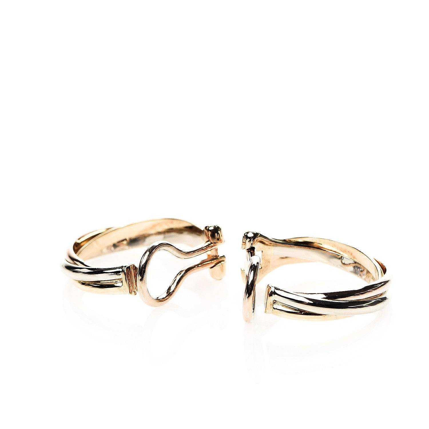 Cartier 18K Pink Yellow White Gold Small Trinity Clip-On Hoop Earrings 3 of 4