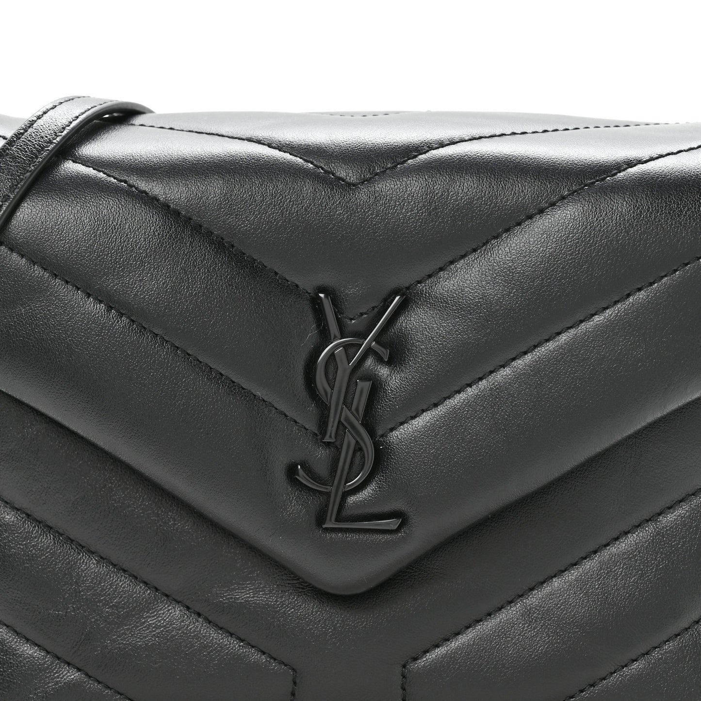 Calfskin Y Quilted Monogram Monochrome Toy Loulou Crossbody Bag Black