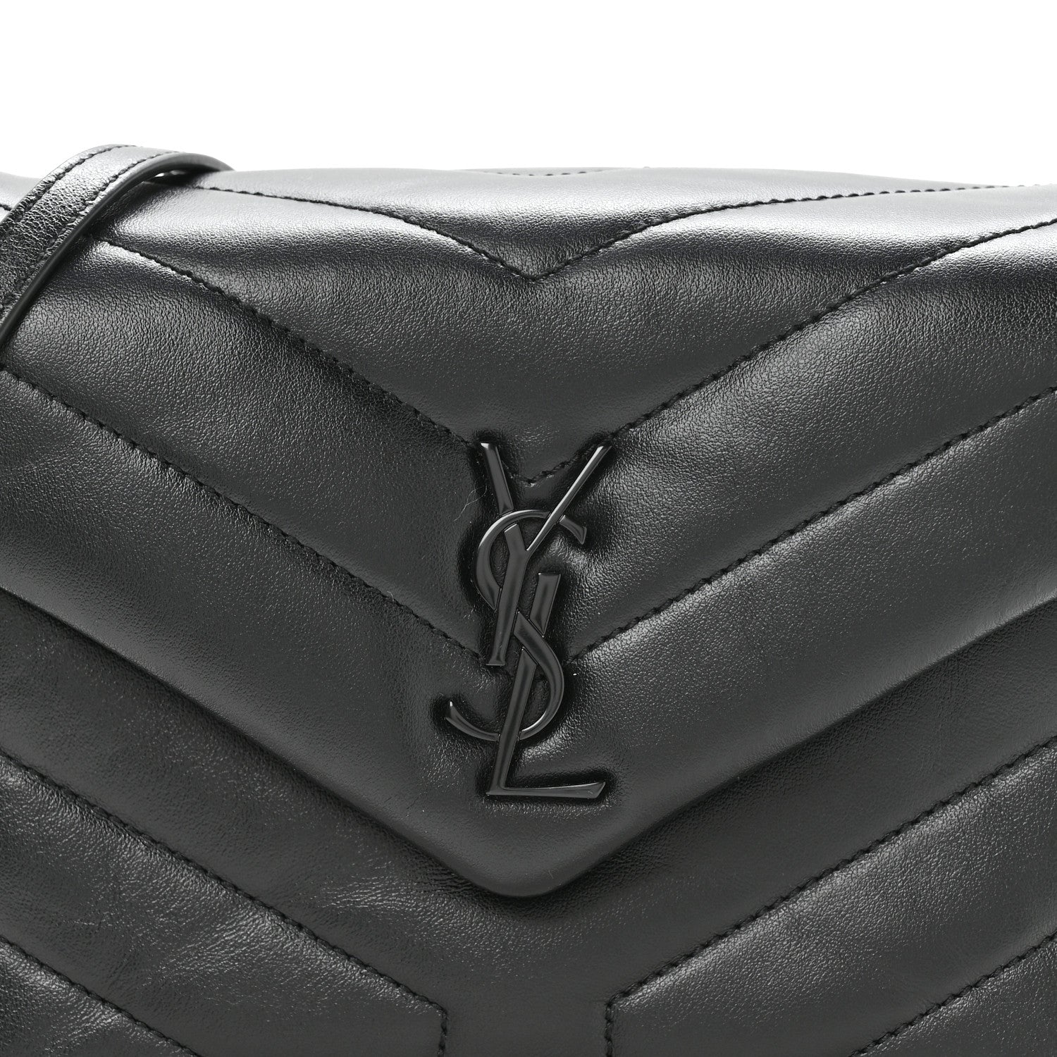 Saint Laurent Calfskin Y Quilted Monogram Monochrome Toy Loulou Crossbody Bag Black 8 of 11