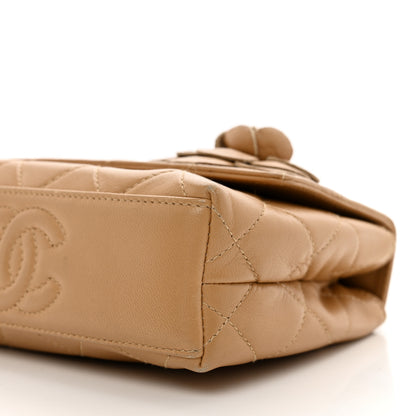 Chanel Lambskin Quilted Mini Camellia Flap Beige 10 of 12