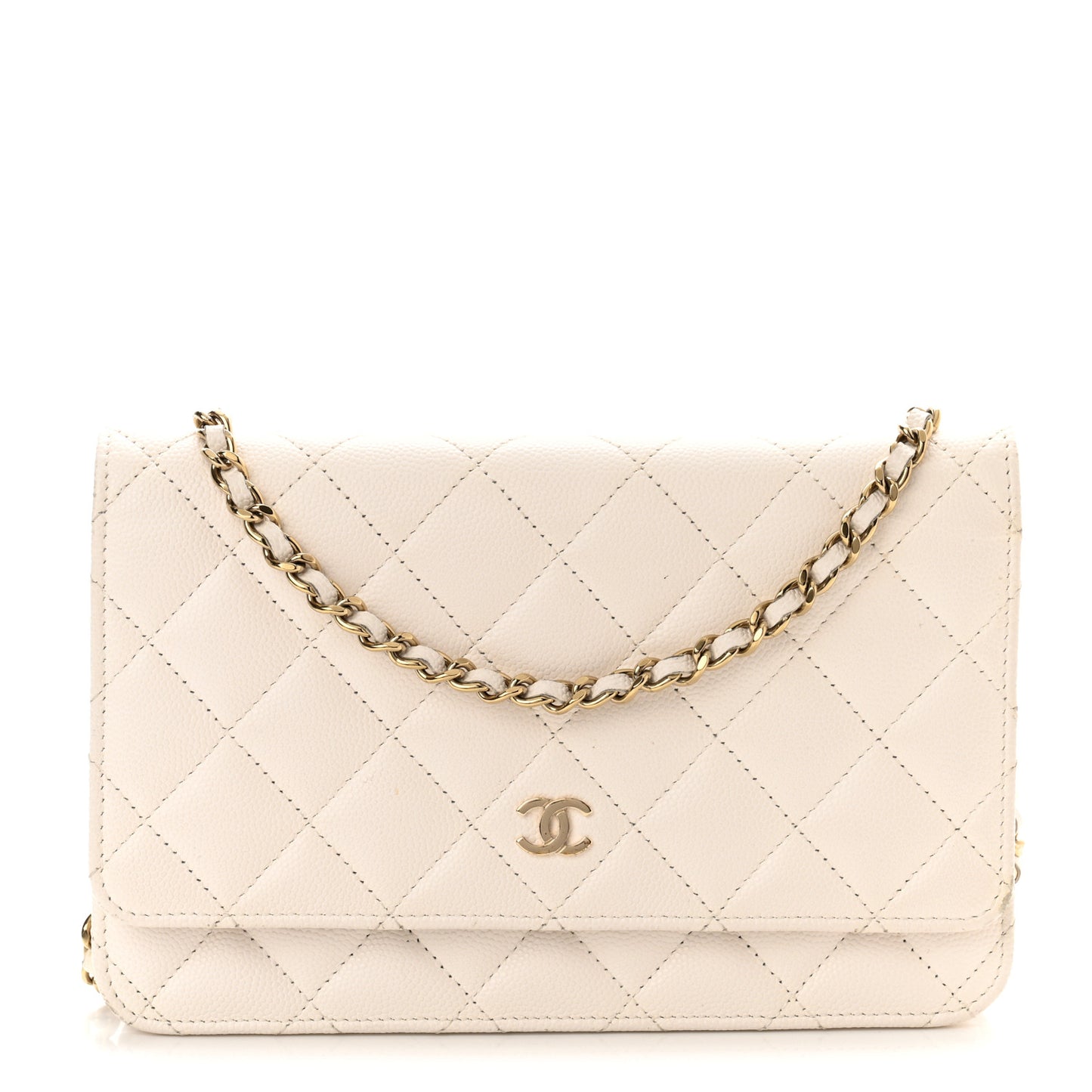Caviar Quilted Wallet On Chain WOC White