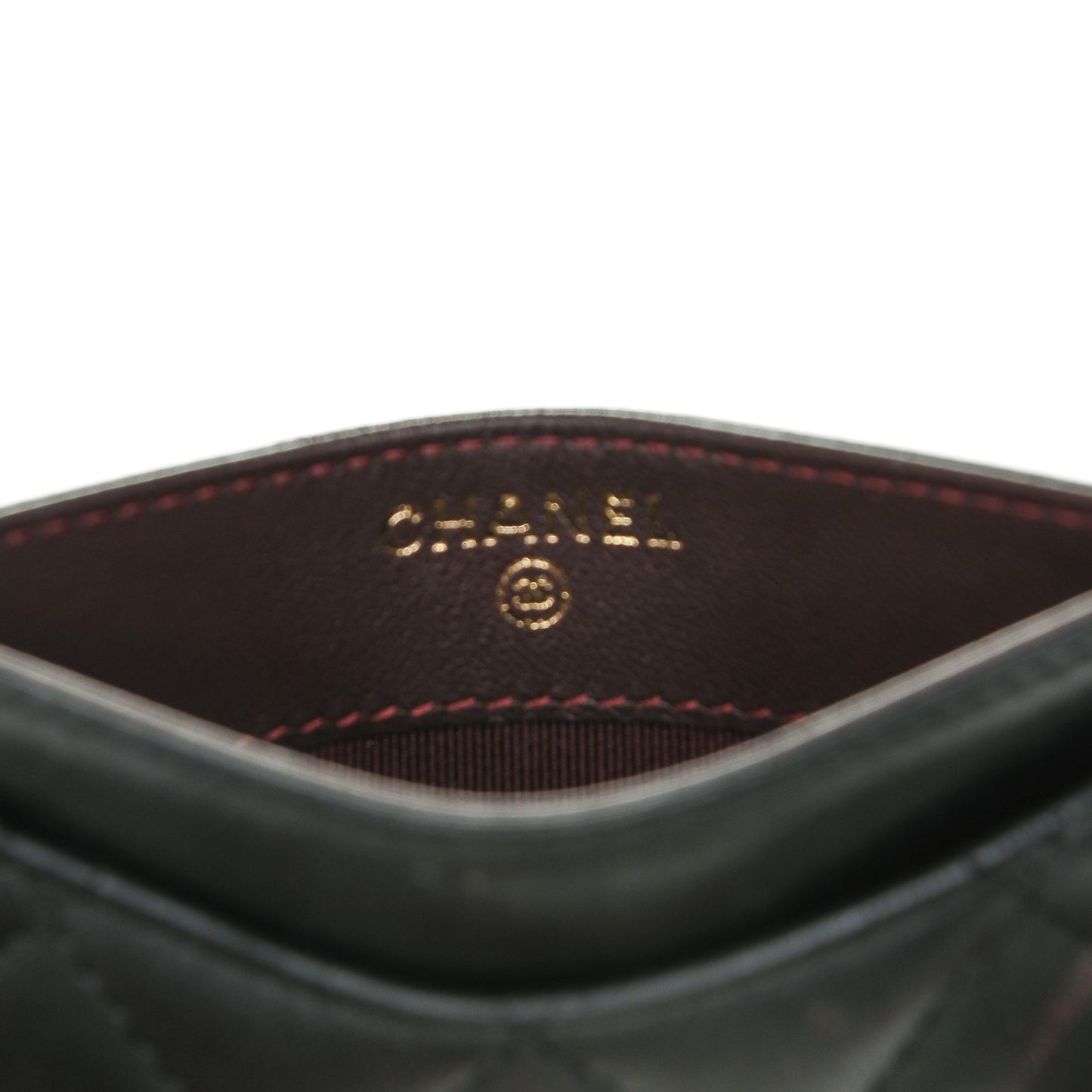 Lambskin Quilted Card Holder Black