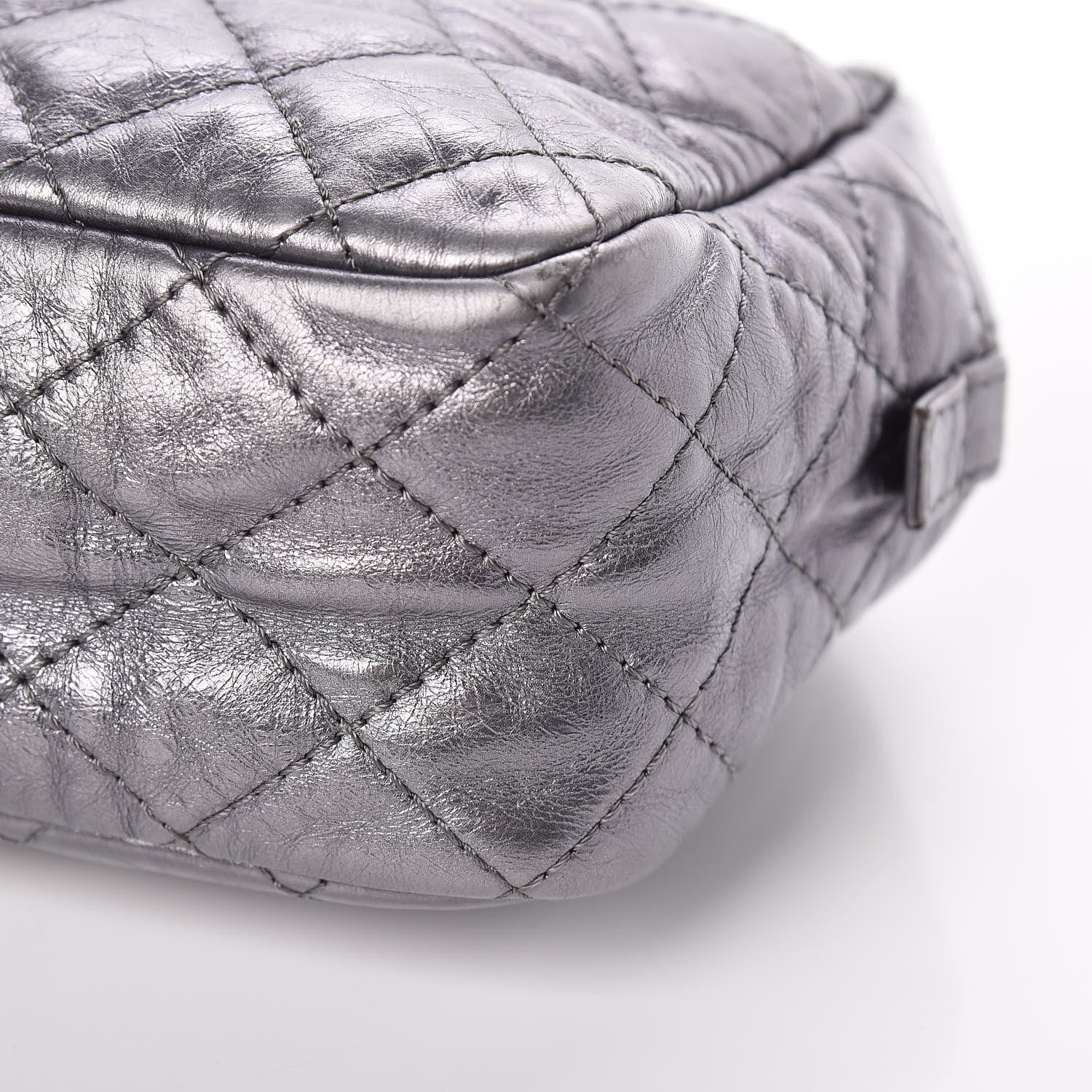Chanel Metallic Aged Calfskin Quilted Medium Reissue Camera Case Dark Silver 9 of 9