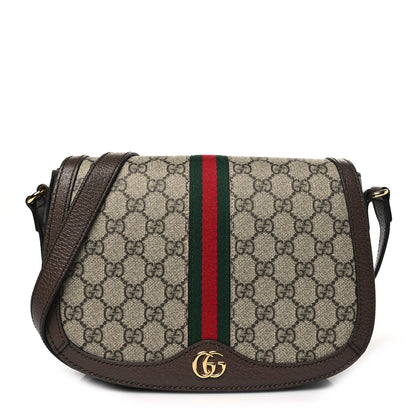Gucci GG Supreme Monogram Web Small Ophidia Flap Messenger Bag Brown 1 of 10